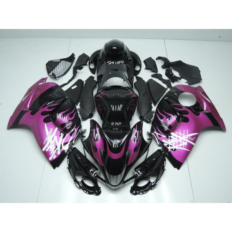 Suzuki GSX1300R Hayabusa (2008-2020) Black, Pink Flame Fairings No Seat Cowl No Bolt Kit No Tank