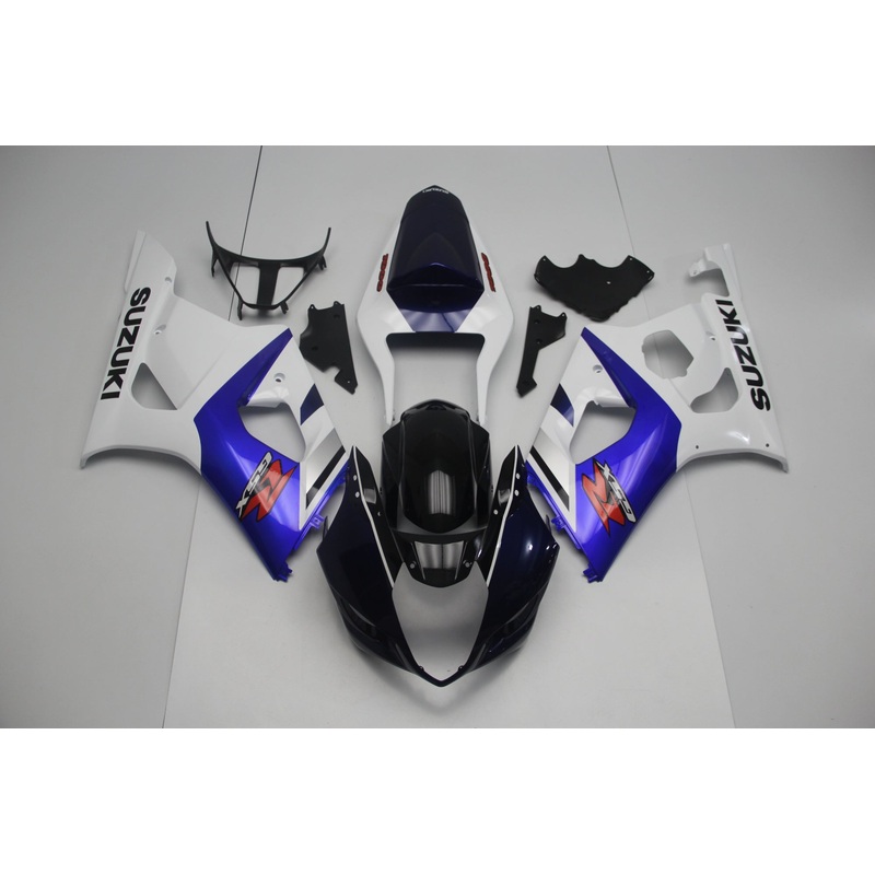 Suzuki GSXR1000 (2003-2004) White, Dark Blue, Black, Red & Blue Fairings Clear Windscreen: Free No Seat Cowl No Bolt Kit