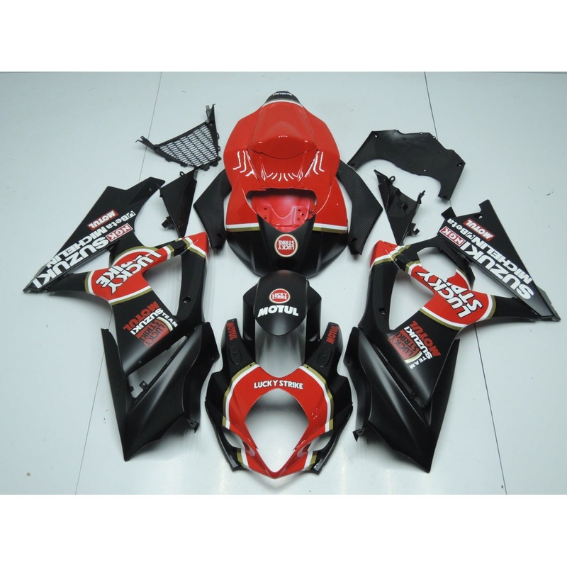 Suzuki GSXR1000 (2007-2008) Matte Black, Red, White & Gold Lucky Strike Fairings No Seat Cowl No Bolt Kit No Tank