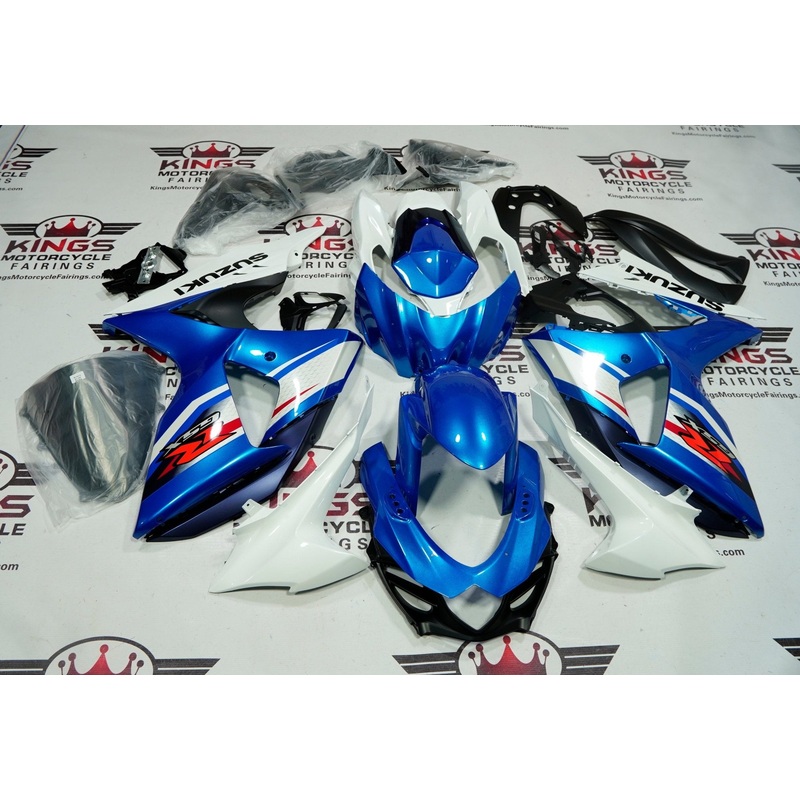 Suzuki GSXR1000 (2009-2016) Blue, White, Red, Black Fairings Clear Windscreen: Free No Seat Cowl No Bolt Kit