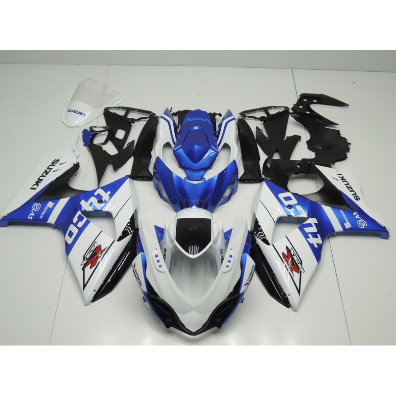 Suzuki GSXR1000 (2009-2016) White, Blue & Black Tyco Fairings Clear Windscreen: Free No Seat Cowl No Bolt Kit