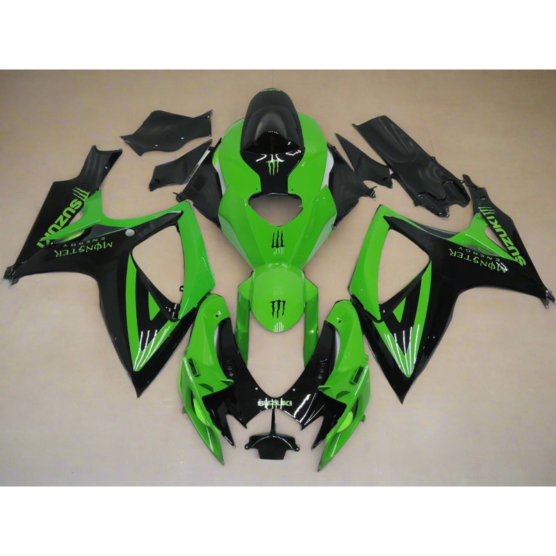 Suzuki GSXR600 (2006-2007) Green, Black Monster Fairings No Seat Cowl No Bolt Kit No Tank