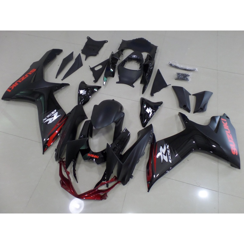Suzuki GSXR600 (2011-2023) Matte Black, Red, White Fairings Clear Windscreen: Free No Seat Cowl No Bolt Kit
