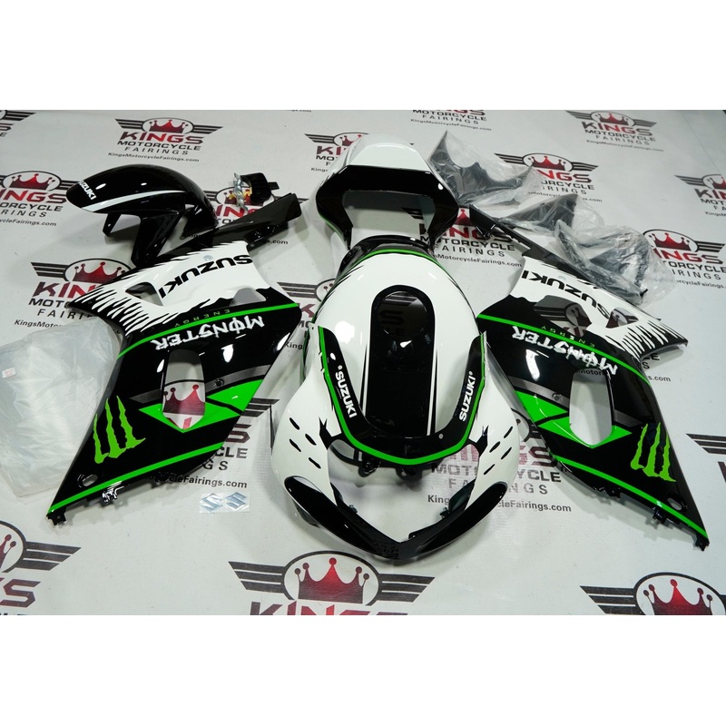Suzuki GSXR750 (2000-2003) Black, White, Green Fairings No Seat Cowl No Bolt Kit No Tank