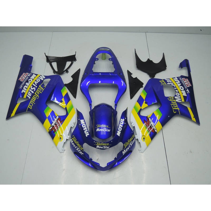 Suzuki GSXR750 (2000-2003) Blue, Yellow, White & Green Telefonica Fairings No Seat Cowl No Bolt Kit No Tank