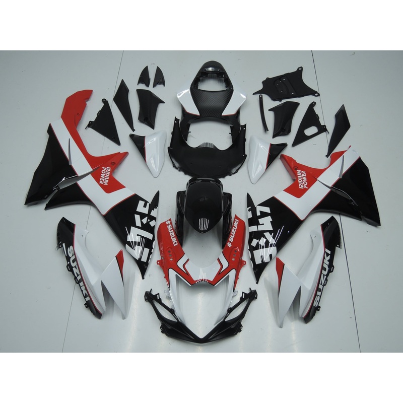 Suzuki GSXR750 (2011-2023) Black, White, Red Iridium Fairings No Seat Cowl No Bolt Kit No Tank