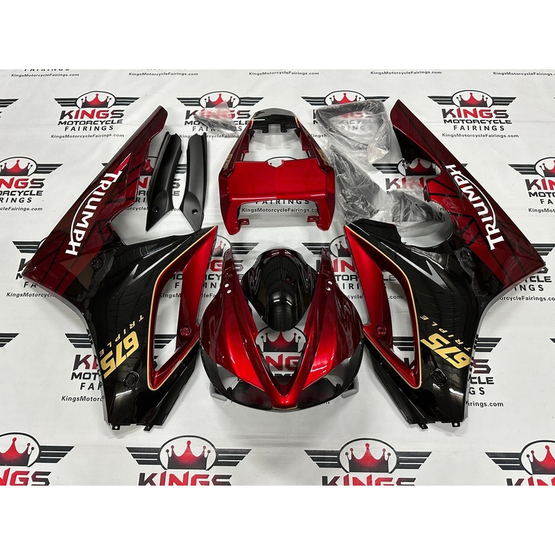 Triumph Daytona 675 (2009-2012) Candy Red, Black, Yellow, White Fairings Clear Windscreen: Free No Bolt Kit