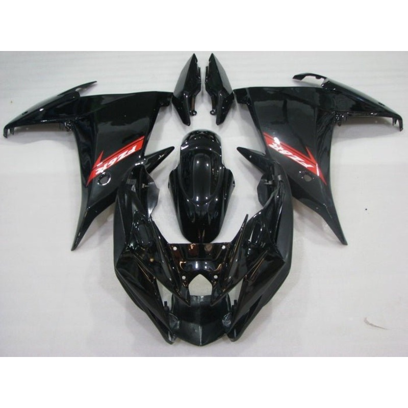 Yamaha FZ6R Fairings (2009-2015) Black, Red No Bolt Kit Clear Windscreen: Free No Seat Cowl