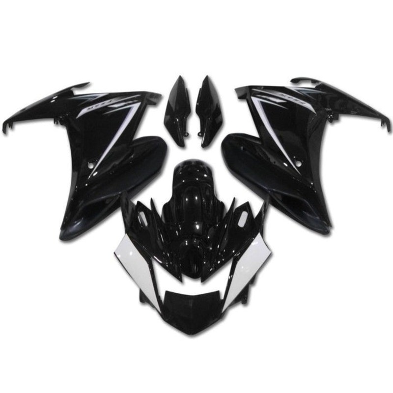 Yamaha FZ6R Fairings (2009-2015) Black, White No Bolt Kit Clear Windscreen: Free No Seat Cowl