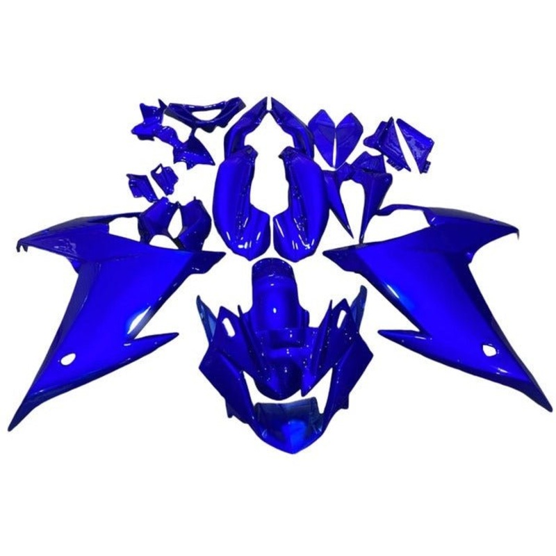 Yamaha FZ6R Fairings (2009-2015) Blue No Bolt Kit Clear Windscreen: Free No Seat Cowl