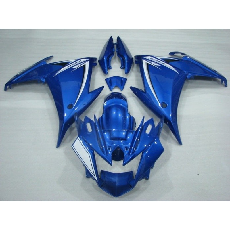 Yamaha FZ6R Fairings (2009-2015) Blue Pearl, White No Bolt Kit Clear Windscreen: Free No Seat Cowl