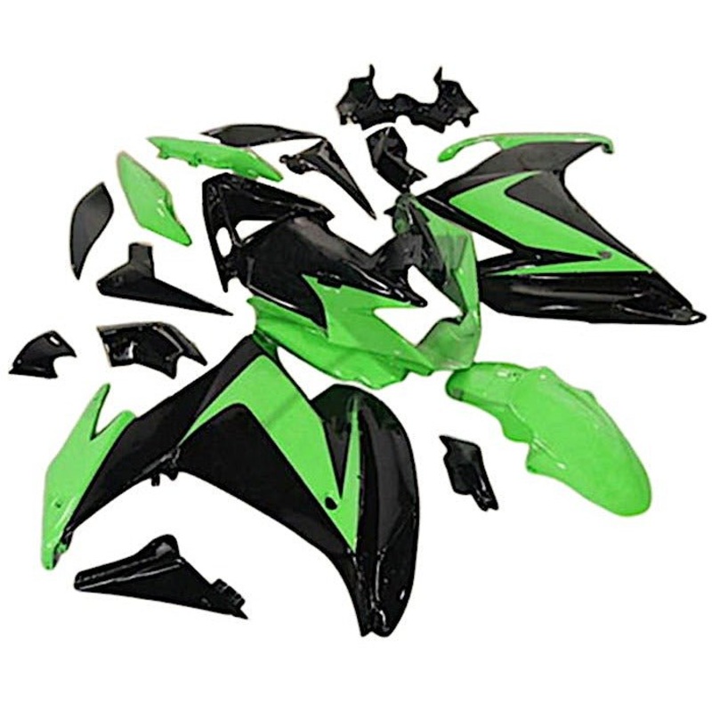 Yamaha FZ6R Fairings (2009-2015) Green, Black No Bolt Kit Clear Windscreen: Free No Seat Cowl