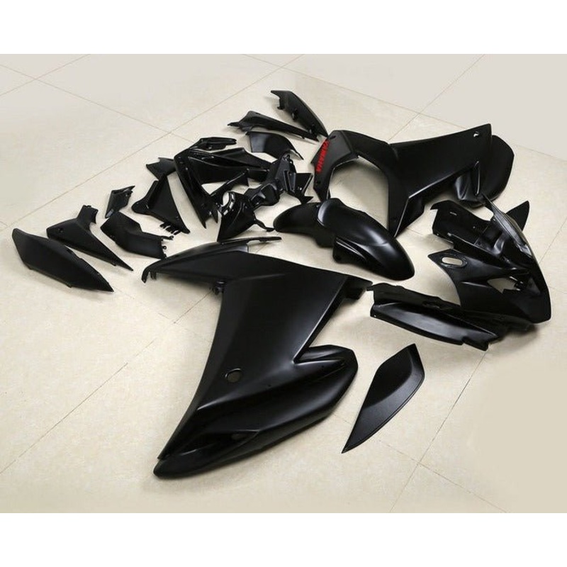Yamaha FZ6R Fairings (2009-2015) Matte Black No Bolt Kit Clear Windscreen: Free No Seat Cowl