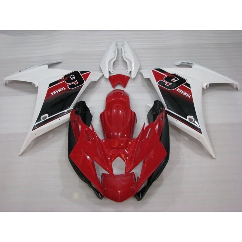Yamaha FZ6R Fairings (2009-2015) Red, White, Black #6 No Bolt Kit Clear Windscreen: Free No Seat Cowl