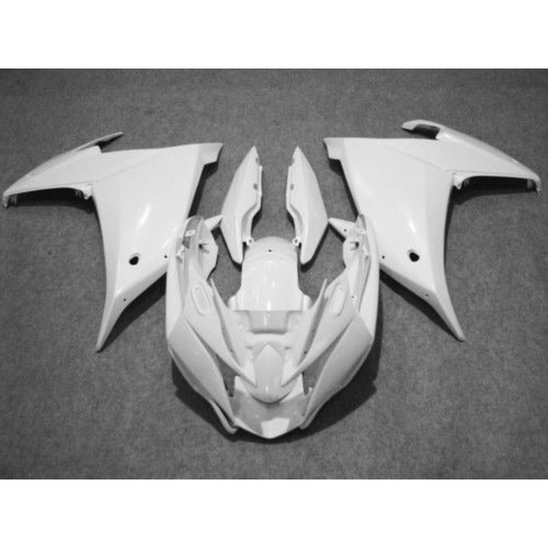 Yamaha FZ6R Fairings (2009-2015) White No Bolt Kit Clear Windscreen: Free No Seat Cowl