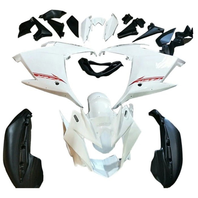 Yamaha FZ6R Fairings (2009-2015) White, Red No Bolt Kit Clear Windscreen: Free No Seat Cowl
