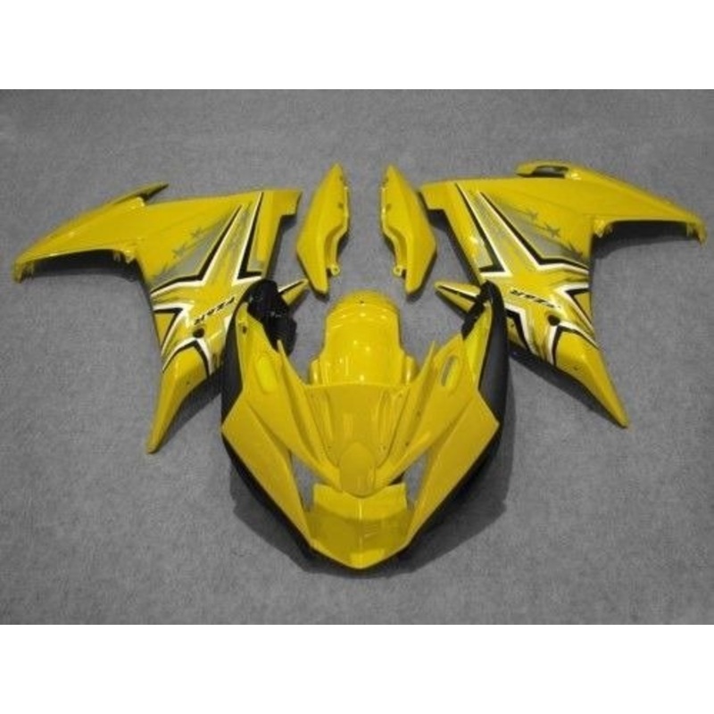 Yamaha FZ6R Fairings (2009-2015) Yellow No Bolt Kit Clear Windscreen: Free No Seat Cowl