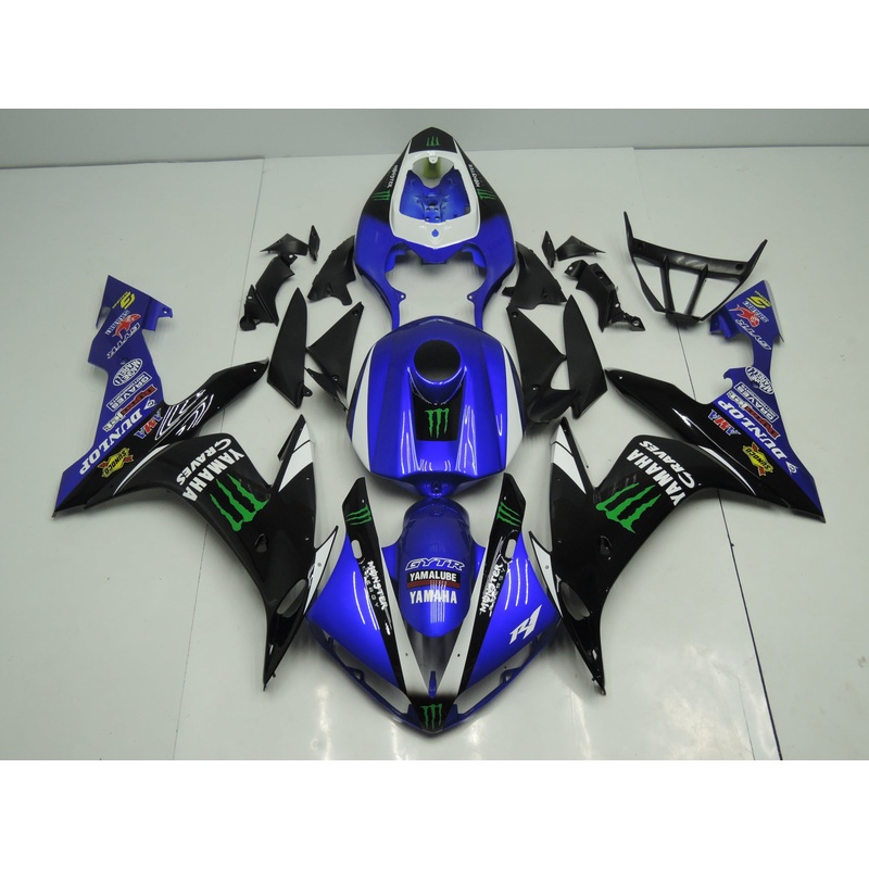 Yamaha YZF-R1 (2004-2006) Blue, Black, & White Monster Energy Fairings No Seat Cowl No Bolt Kit No Tank