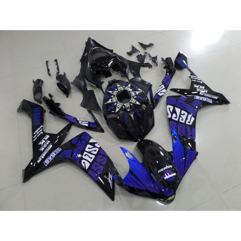 Yamaha YZF-R1 (2007-2008) Black, Blue, Purple & White Rossi Fairings No Seat Cowl No Bolt Kit No Tank