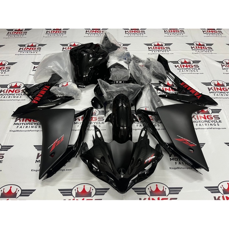 Yamaha YZF-R1 (2007-2008) Black, Matte Black & Red Fairings No Seat Cowl No Bolt Kit No Tank