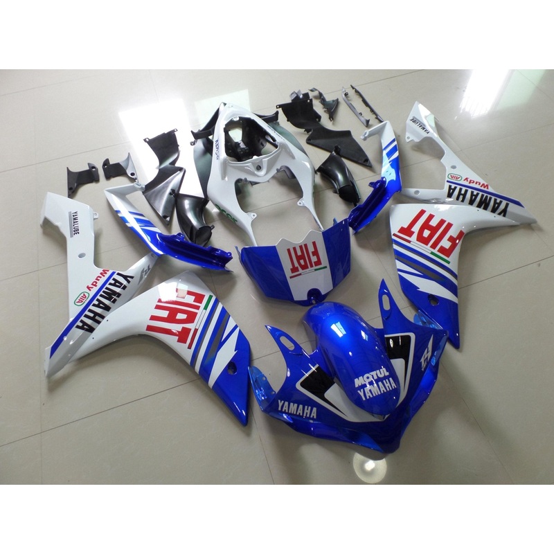 Yamaha YZF-R1 (2007-2008) Blue, White, Red & Black FIAT Fairings No Seat Cowl No Bolt Kit No Tank