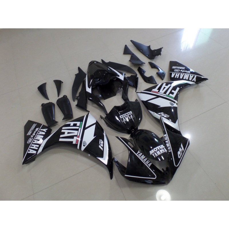 Yamaha YZF-R1 (2009-2011) White & Black FIAT Fairings No Seat Cowl No Bolt Kit No Tank