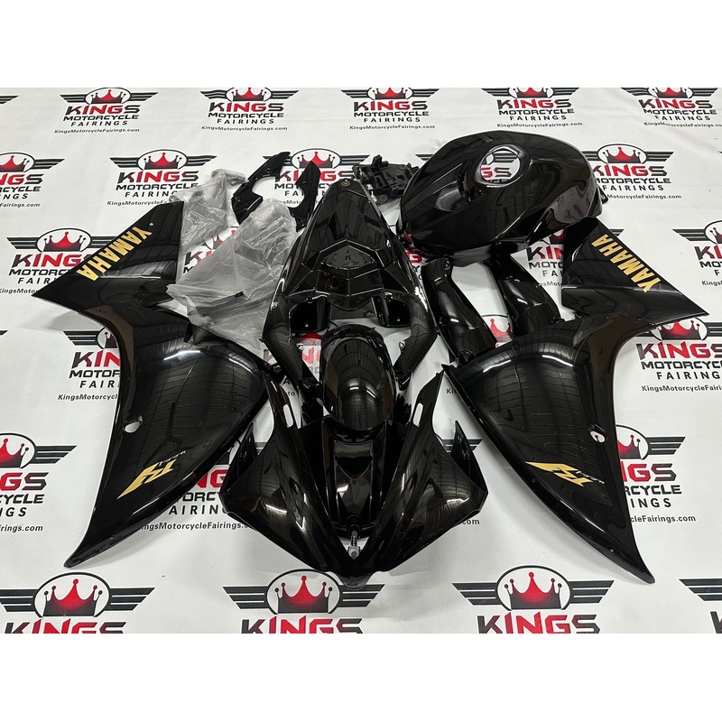 Yamaha YZF-R1 (2012-2014) All Black, Gold Fairings No Seat Cowl No Bolt Kit No Tank