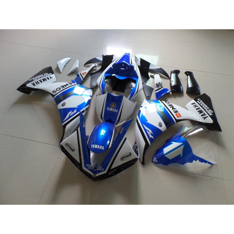 Yamaha YZF-R1 (2012-2014) White, Blue & Black Eneos Fairings No Seat Cowl No Bolt Kit No Tank