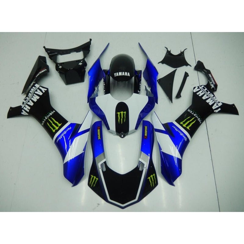 Yamaha YZF-R1 (2015-2019) Black, Blue & White Monster Fairings No Seat Cowl No Bolt Kit No Tank