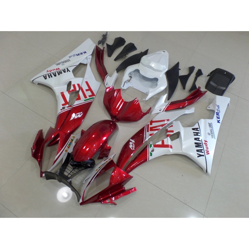 Yamaha YZF-R6 (2006-2007) Candy Red & White FIAT Fairings No Seat Cowl No Bolt Kit No Tank