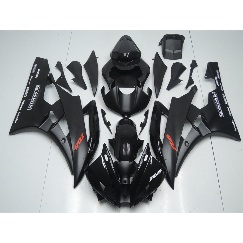 Yamaha YZF-R6 (2006-2007) Matte Black, Gloss Black, Red & White Fairings No Seat Cowl No Bolt Kit No Tank
