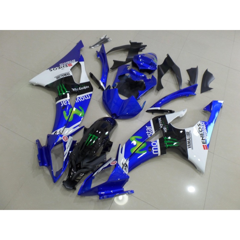 Yamaha YZF-R6 (2008-2016) Blue, Black & White Movistar Fairings No Seat Cowl No Bolt Kit No Tank