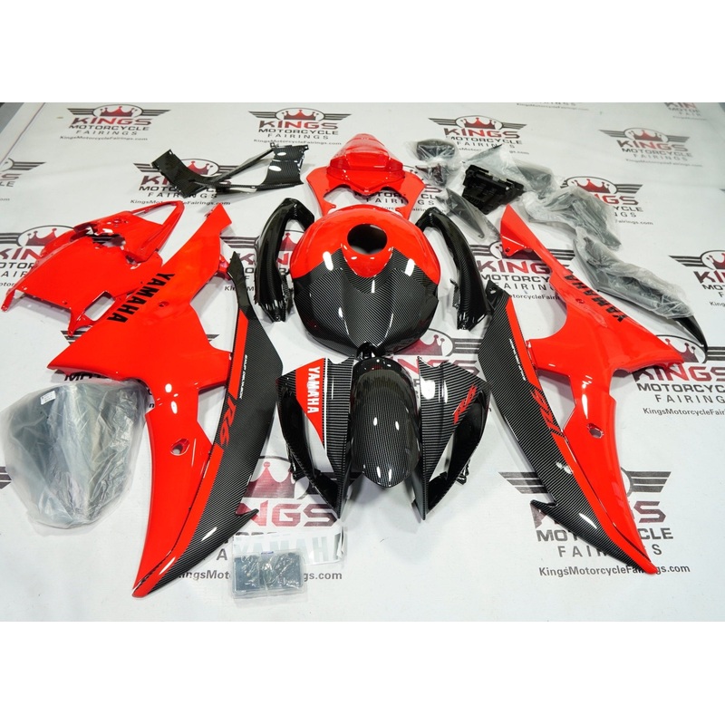 Yamaha YZF-R6 (2008-2016) Red, Faux Carbon Fiber Fairings No Seat Cowl No Bolt Kit No Tank