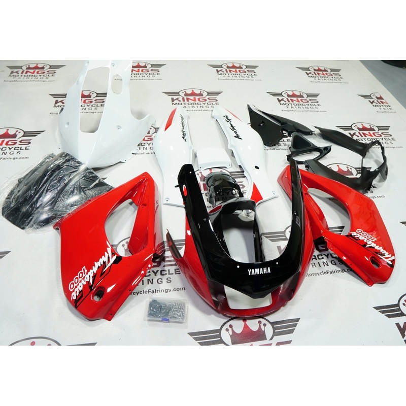 Yamaha YZF1000R (1996-2007) Red, White & Black Fairings Clear Windscreen: Free Bolt Kit: No