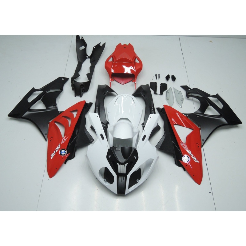 BMW S1000RR (2009-2014) White, Red & Matte Black Fairings No Seat Cowl No Bolt Kit No Tank