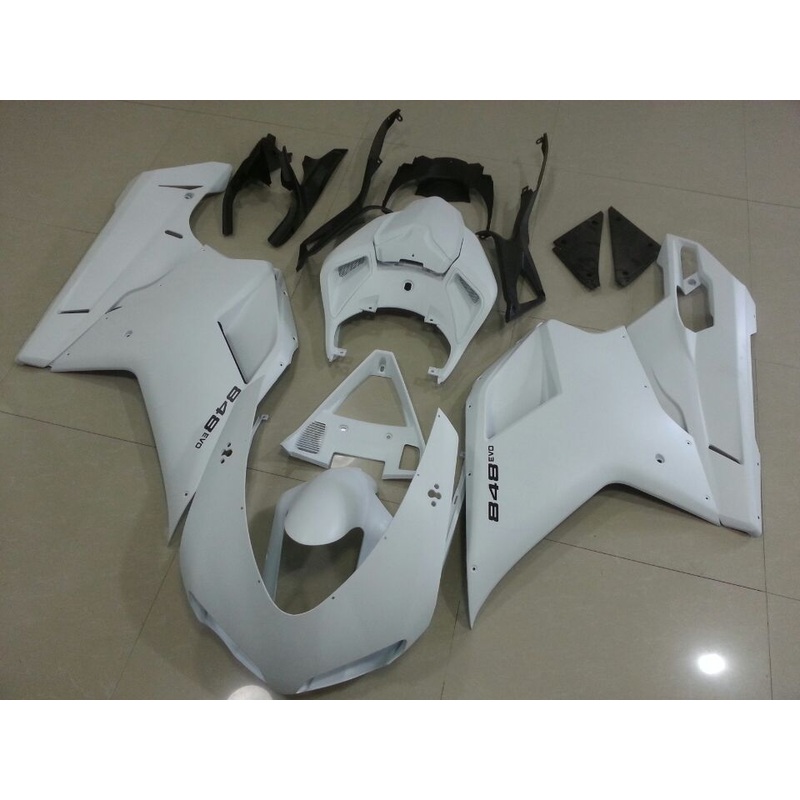 Ducati 1098 (2007-2012) Matte White Fairings Clear Windscreen: Free No Seat Cowl No Bolt Kit