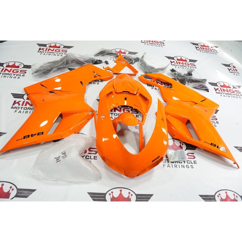 Ducati 1098 (2007-2012) Orange, Black Fairings Clear Windscreen: Free No Seat Cowl No Bolt Kit