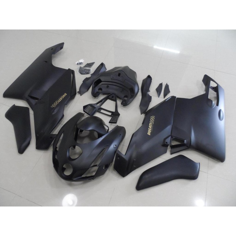 Ducati 749 (2005-2006) Matte Black, Gold Fairings Clear Windscreen: Free No Seat Cowl No Bolt Kit