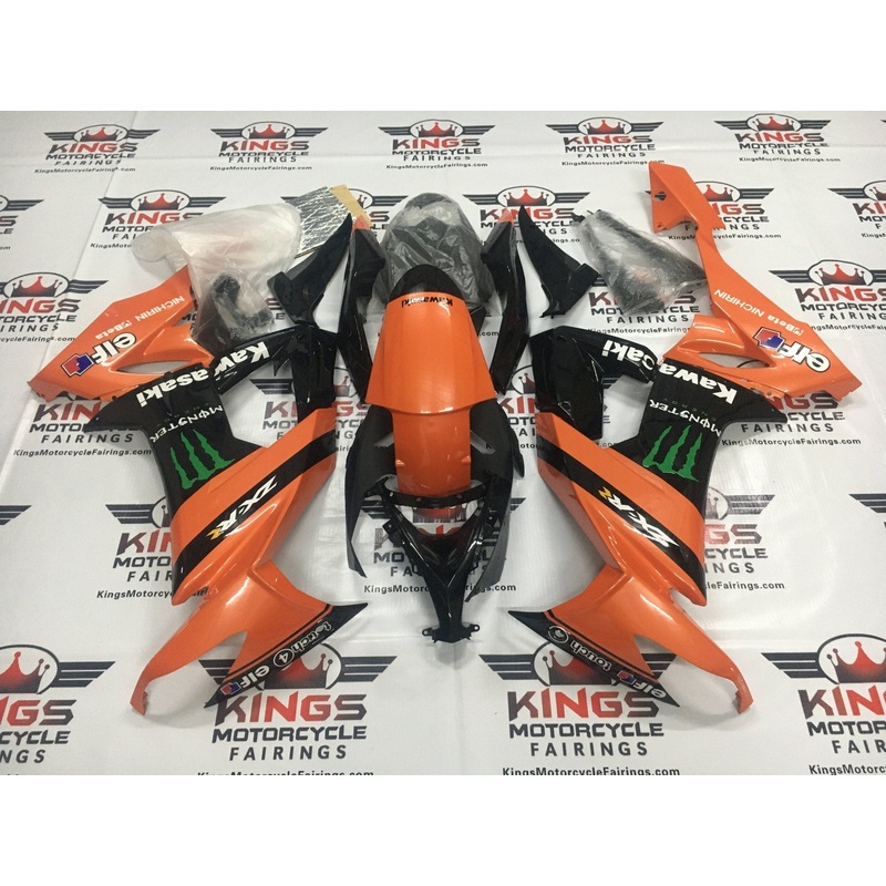 Fairing kit for a Kawasaki Ninja ZX10R (2008-2010) Orange & Black Clear Windscreen: Free No Seat Cowl No Bolt Kit