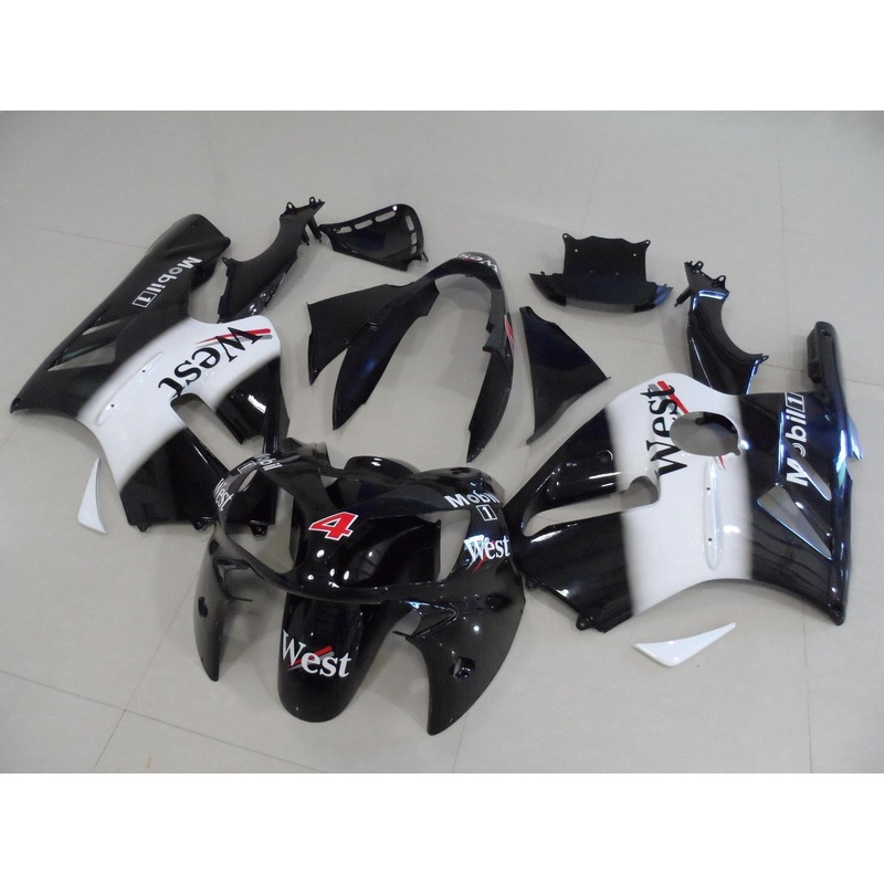 Fairing kit for a KAWASAKI NINJA ZX12R (2002-2006) BLACK, WHITE & RED WEST MOBIL #4 No Seat Cowl No Bolt Kit No Tank