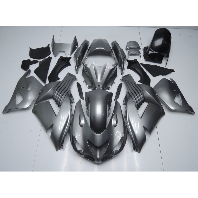 Fairing kit for a Kawasaki Ninja ZX14R (2006-2011) Gray Clear Windscreen: Free No Seat Cowl No Bolt Kit
