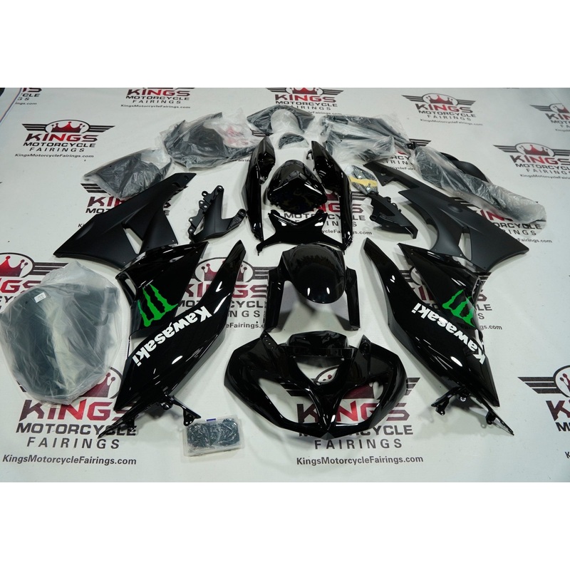 Fairing kit for a Kawasaki Ninja ZX6R 636 (2009-2012) Black, White, Green Clear Windscreen: Free No Seat Cowl No Bolt Kit