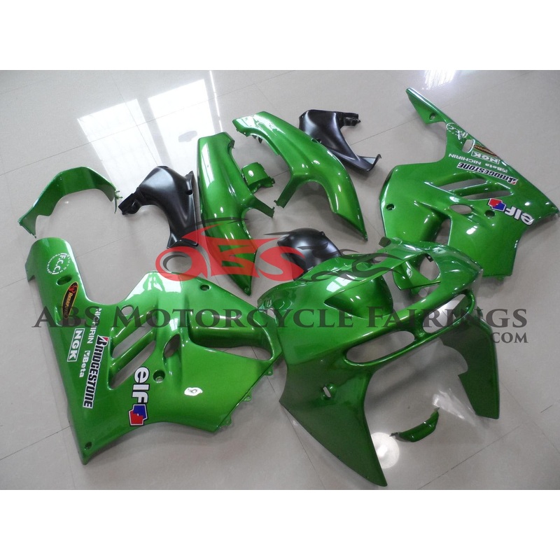 Fairing kit for a Kawasaki ZX-9R (1994-1997) Green Clear Windscreen: Free Bolt Kit: No