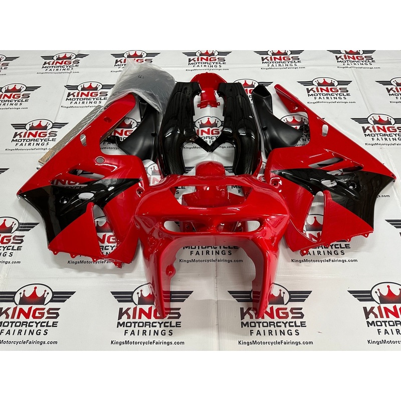 Fairing kit for a Kawasaki ZX-9R (1994-1997) Red & Black Clear Windscreen: Free Bolt Kit: No