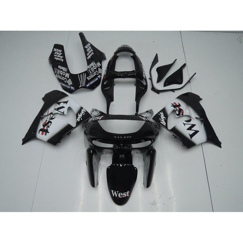 Fairing Kit for a Kawasaki ZX-9R (1998-1999) Black & White West CLEAR WINDSCREEN: FREE NO SEAT COWL NO BOLT KIT