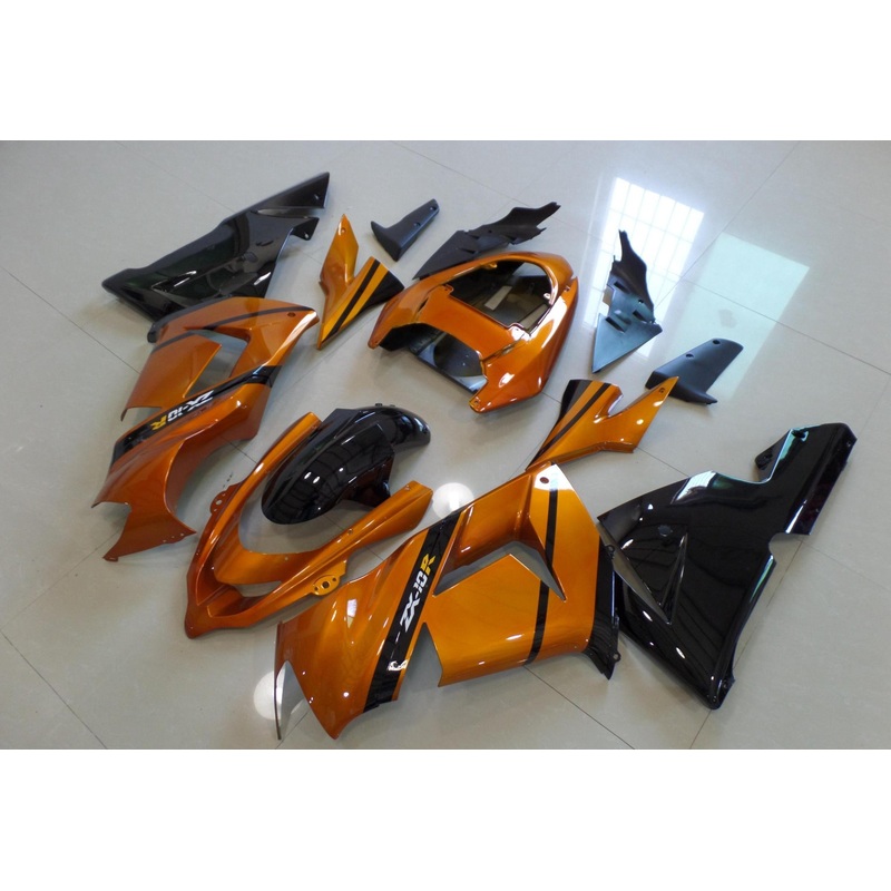 Fairing kit for a Kawasaki ZX10R (2004-2005) Orange, Black & White No Seat Cowl No Bolt Kit No Tank