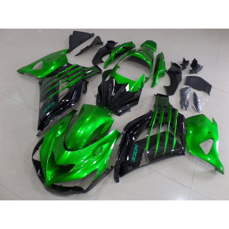 Fairings for Kawasaki Ninja ZX14R (2012-2024) Candy Green, Black Clear Windscreen: Free No Seat Cowl No Bolt Kit