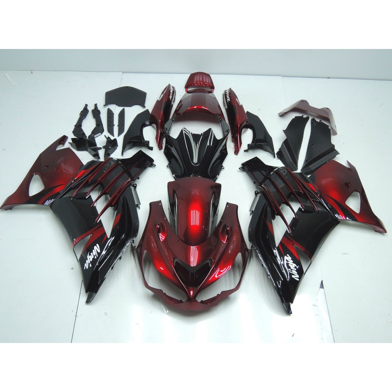 Fairings for Kawasaki Ninja ZX14R (2012-2024) Dark Candy Red, Black Clear Windscreen: Free No Seat Cowl No Bolt Kit