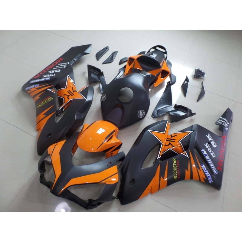 Honda CBR1000RR (2004-2005) Matte Black & Gloss Orange Rockstar Fairings No Seat Cowl No Bolt Kit No Tank