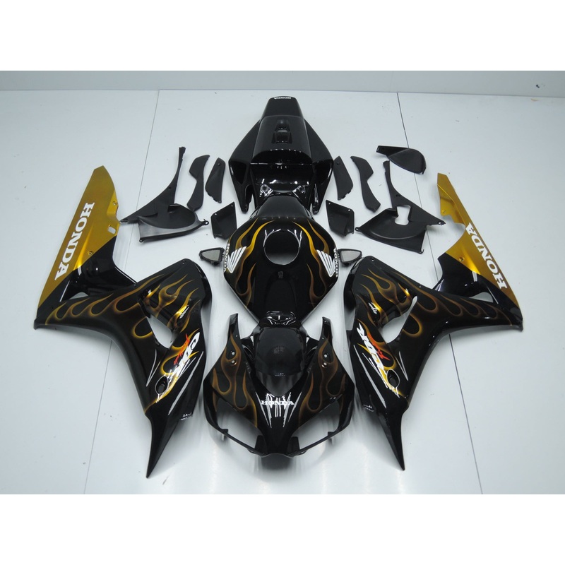 Honda CBR1000RR (2006-2007) Black & Gold Flame Fairings No Seat Cowl No Bolt Kit No Tank